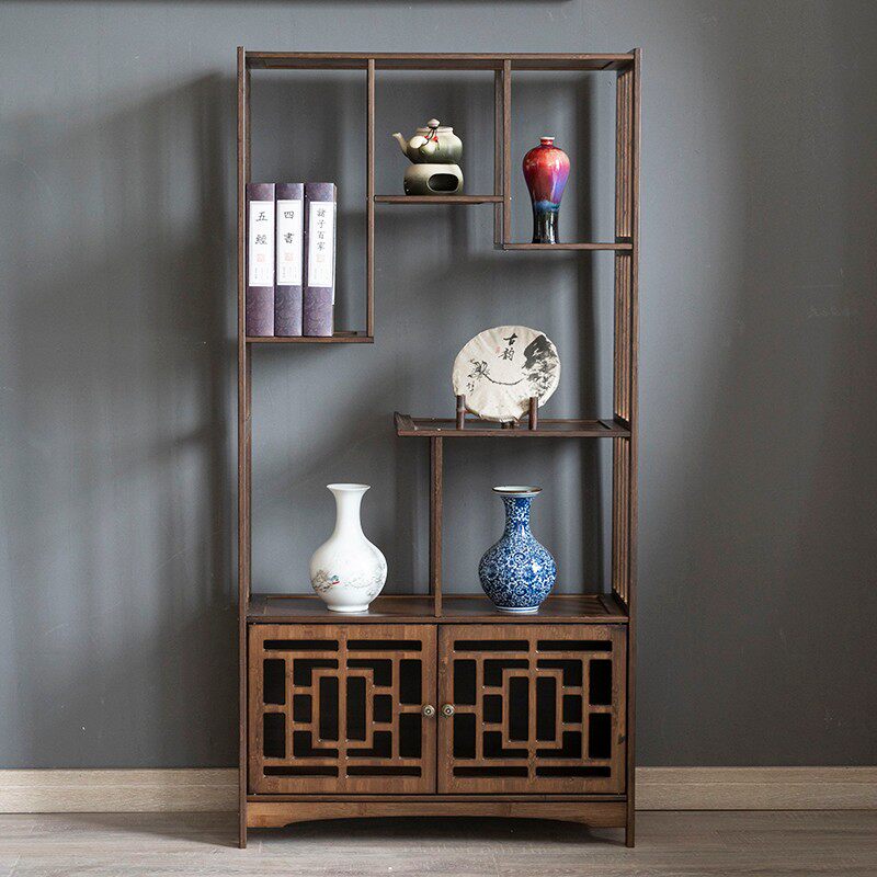 新中式博古架茶架展示架实木客厅隔断茶柜置物架茶具茶叶收纳柜子