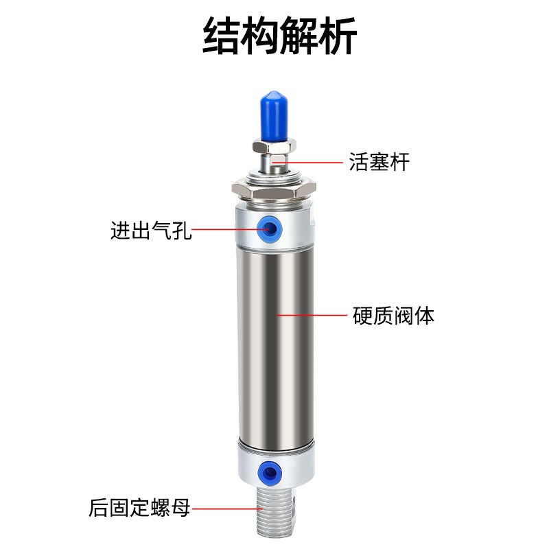 小型气动不锈钢迷你气缸MA16/20/25*50/75/100/125/150/200-S-CA