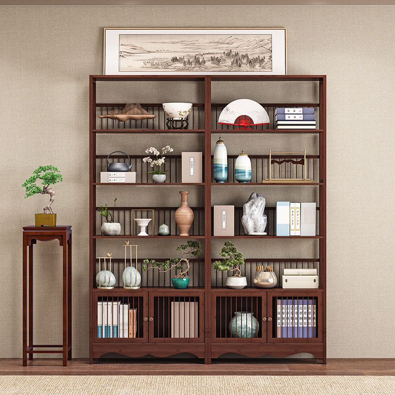 新中式博古架茶架展示架实木茶室隔断茶具茶叶茶柜多宝阁置物架子