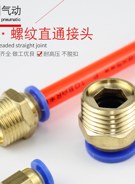 气管接头配件螺纹气动工具气泵快插快速接头8mmPC4PC8PC6PC10PC12