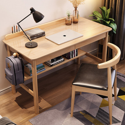 书桌实木北欧卧室儿童学习办公小型电脑台式桌简约家用学生写字桌