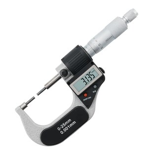 广陆0.001mm小头花键数显千分尺0 25mm小直径细测头1mm2mm3mm