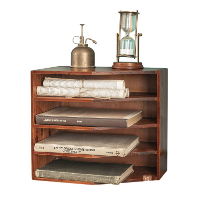 桌面书架多层书柜办公室文件置物架工位书桌a4纸收纳盒学生简易