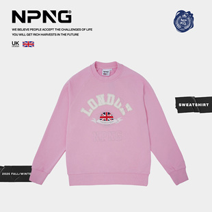宽松休闲上衣情侣装 NPNG圆领卫衣男女同款 英国国旗刺绣套头衫