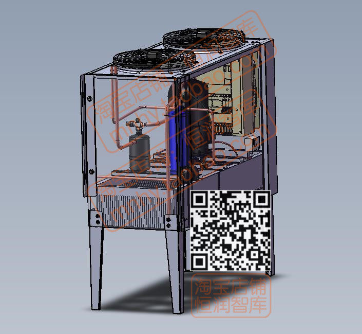 冷却机制冷设备3D图纸制冷机冰箱装置冻库制冷罐冷凝机组冷风机