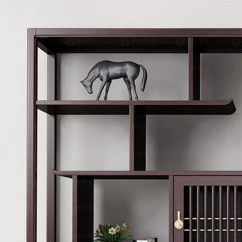 新中式实木办公室书柜落地书架展示柜多宝阁客厅家俱博古架资料架