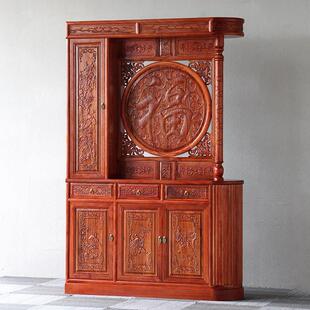 新中式实木玄关入户鞋柜金花梨木客厅屏风进门隔断间厅柜双面酒柜