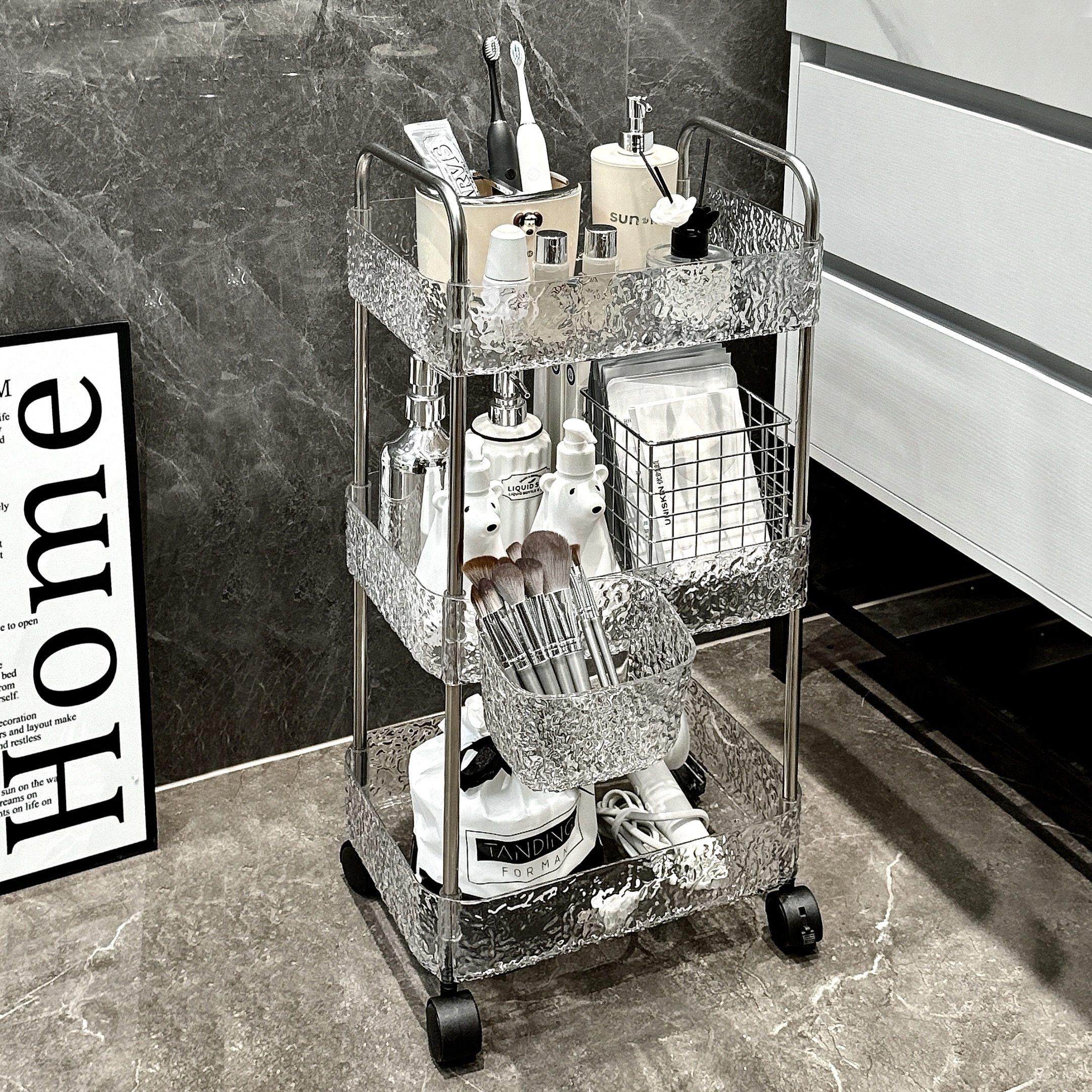 卫生间架子浴室置物架落地厕所洗手间沐浴露化妆品收纳架移动推车