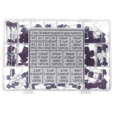 180PCS 15种常用CBB电容包直插金属化薄膜电容器无极性400V/630V