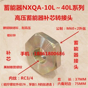 蓄能器补芯外丝M602转内丝RC3 4英制锥牙储能器液压接头0660