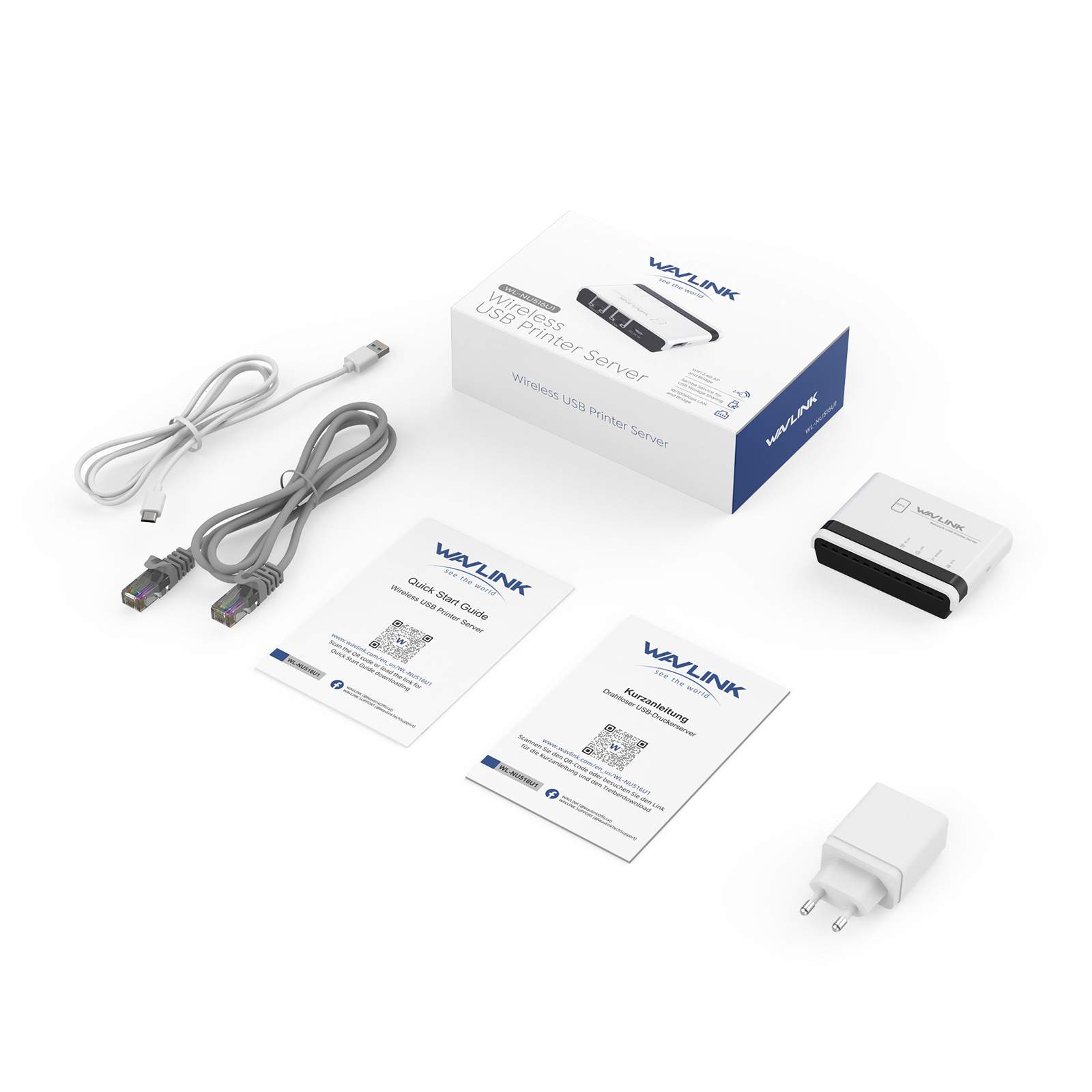 USB2.0无线打印机服务器带10/100Mbps LAN/桥接WAVLINK NU516U