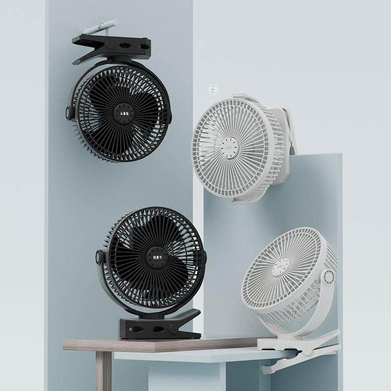 宿舍8寸多功能涡轮扇夹扇负离子静音桌面夹式1万mHa充电风扇