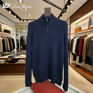 lp冬季新款老钱风立领半拉链羊毛针织衫上衣休闲舒适保暖男士毛衣