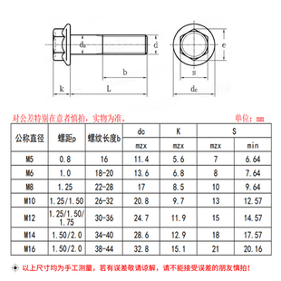 100 GB5787达克罗带垫螺丝 1.25 10.9级细牙六角法兰面螺栓M10