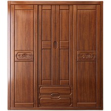 新中式胡桃木衣柜家用小户型卧室大容量收纳储物柜推拉门实木衣橱