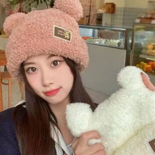 毛线帽女款新款冬季帽子加绒加厚月子冬天骑车女士时尚保暖渔夫帽