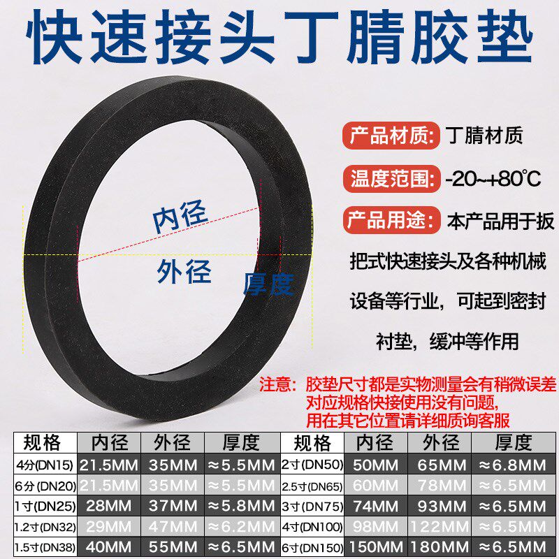 快速接头阴端快接母头垫硅胶垫片1寸2寸3寸4寸阴端内胶圈耐油垫圈