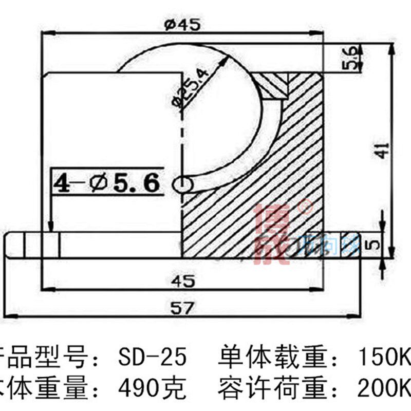 博成整体车制重型万向球SD25万向轴承滚珠带方法兰边牛眼轮