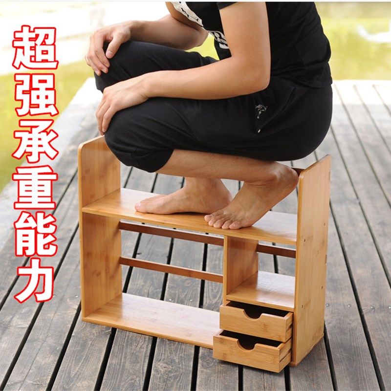 楠竹桌上书架置物架办公桌书柜桌面学生儿童实木简易小书架收纳架