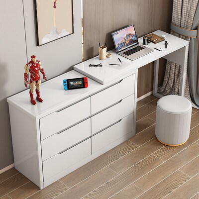 实木斗柜梳妆台一体卧室现代简约化妆桌床尾收纳柜化妆台转角书桌