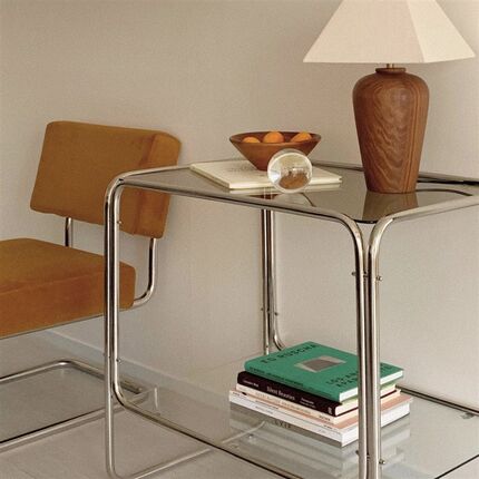 DPstudio中古风不锈钢茶几钢化玻璃电脑桌ins风简约置物架床头柜