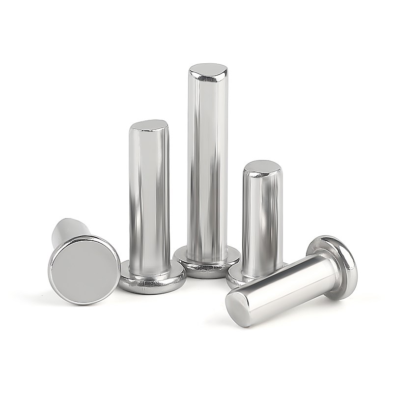 304不锈钢平头实心铆钉GB109平圆头手打敲击式平帽柳钉M2M3M4M5M6