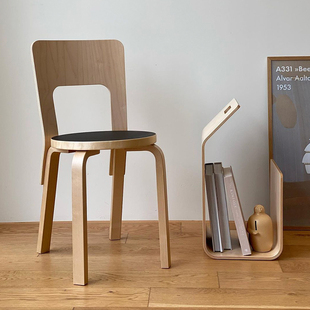 mokamoka中古实木餐椅artek简约小户型椅子家用经典设计靠背凳子