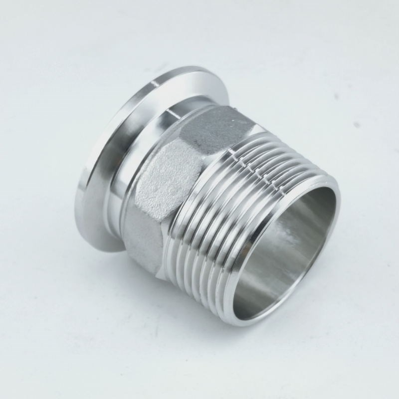 304不锈钢卫生级快装六角外丝316卡盘外螺纹接头卡箍式快速丝扣