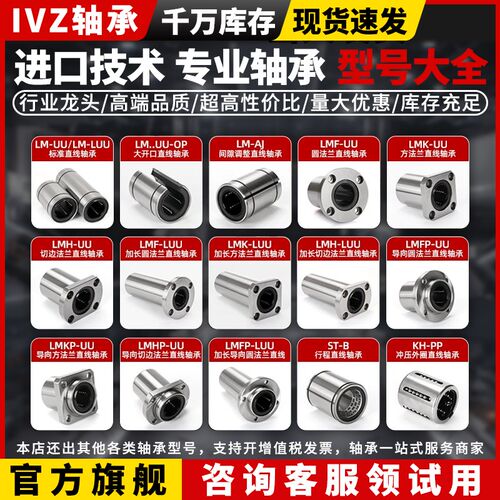 进口直线轴承加长滚珠滑动LM6 8 10 12 13 16 20 25 30 35 40LUU