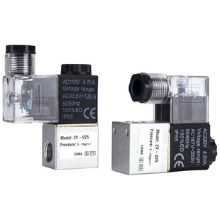 二位二通气动2V025 DC24V常闭型气阀 08控制阀AC110V电磁阀DC12V