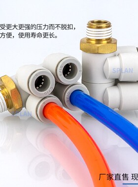 KQ2ZD/快速快插双头2组双管万向螺纹接头KQ2ZD04/06/08/10/01S/0