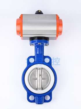 D671F-10/16 AT不锈钢板四氟气动对夹式蝶阀DN65 80 100 125 150