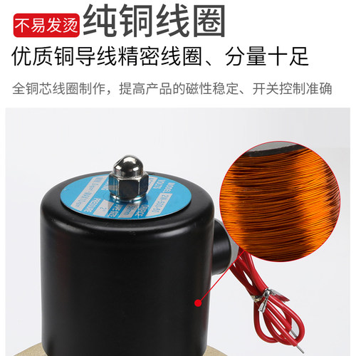 气动电磁控制阀220V 24V常闭水阀 电动开关阀门 黄铜材质 适用2W