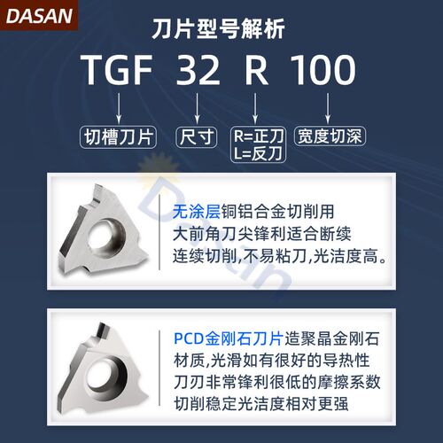 高光铝用切断刀片TGF32R100立装浅槽刀片卡簧槽刀片PCD金刚石刀片