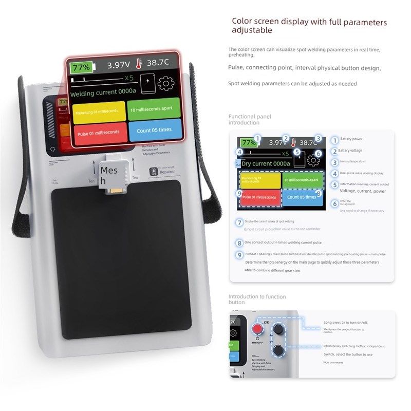 Ycs修理家用电焊机第三代彩屏可调参数点焊机专用焊机3号双脉冲点