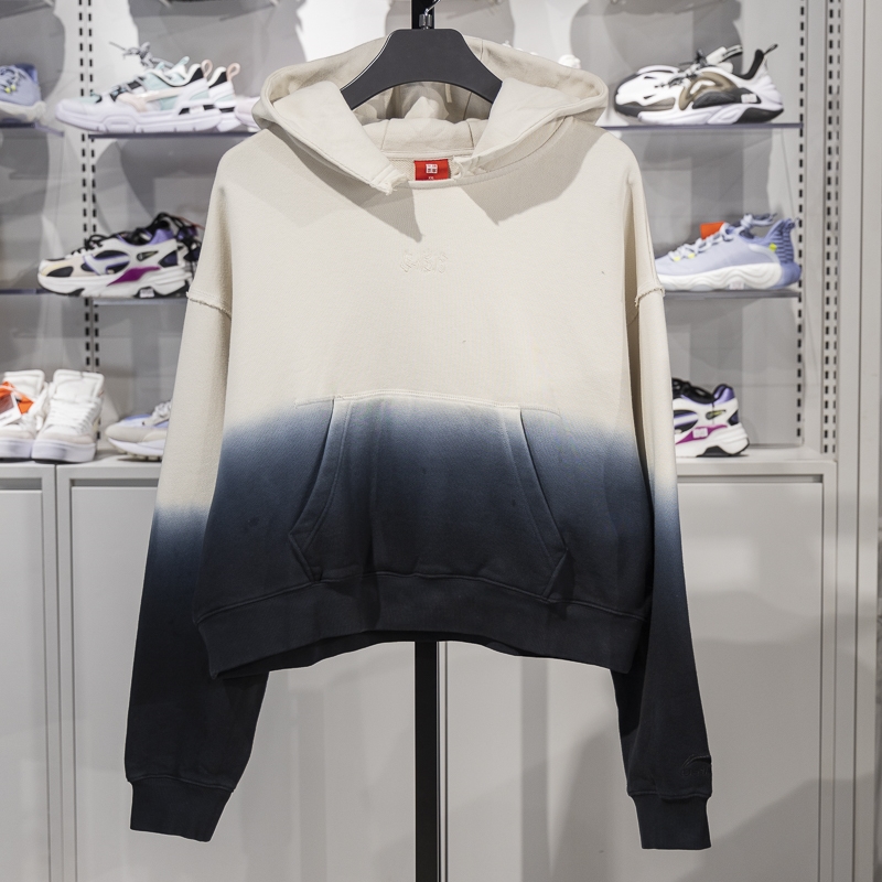 李宁女子连帽染色渐变卫衣