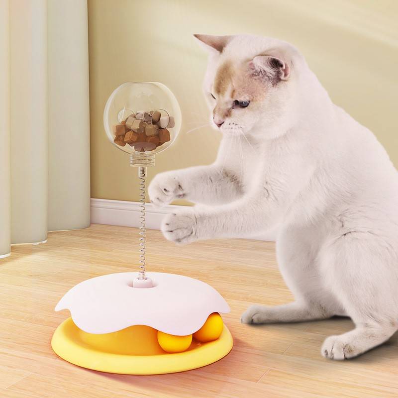 新款猫咪玩具狗狗通用自嗨解闷猫转盘零食冻干漏食球逗猫棒游乐盘