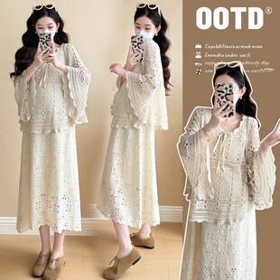 新款 韩版 设计感宽松外穿时尚 百搭罩衫 孕妇装 背心裙套装 2025春秋款