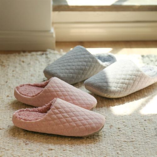 秋冬情侣包头全棉绗缝格加绒盆子底加厚皮底防水防滑保暖居家拖鞋