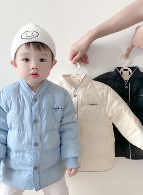 男宝宝冬季羽绒服中小童轻薄羽绒内胆儿童冬天黑色外套保暖外出服