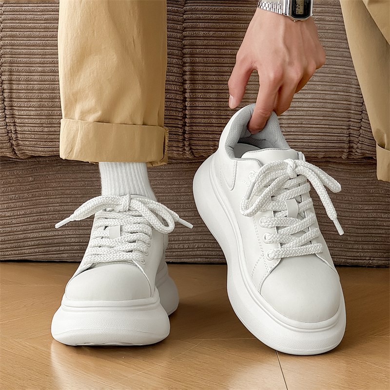 白色厚底增高小白鞋男女2025新款夏季情侣款小众百搭休闲运动板鞋