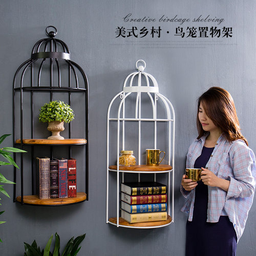 美式复古工业风酒吧咖啡厅收纳壁挂置物架 鸟笼家居墙面装饰墙饰