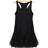 蓬蓬裙圆领打底裙 连衣裙大码 网纱背心裙 胖MM显瘦裙子网红连衣裙