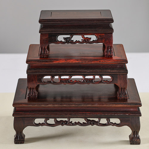 红木花盆摆件工艺品鱼缸花瓶佛像茶壶香炉奇石底座实木长方形托架