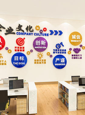 企业文化墙团队员工口号励志墙贴画亚克力标语公司办公室墙面装饰