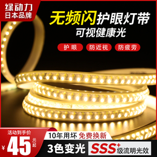 无频闪led灯带客厅家用220v变色超亮吊顶O户外防水超亮软灯带条