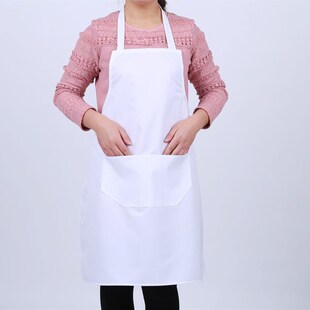 白色纯棉布围裙透气纺织面粉厂家居厨师酒店工作服防尘污劳保印字