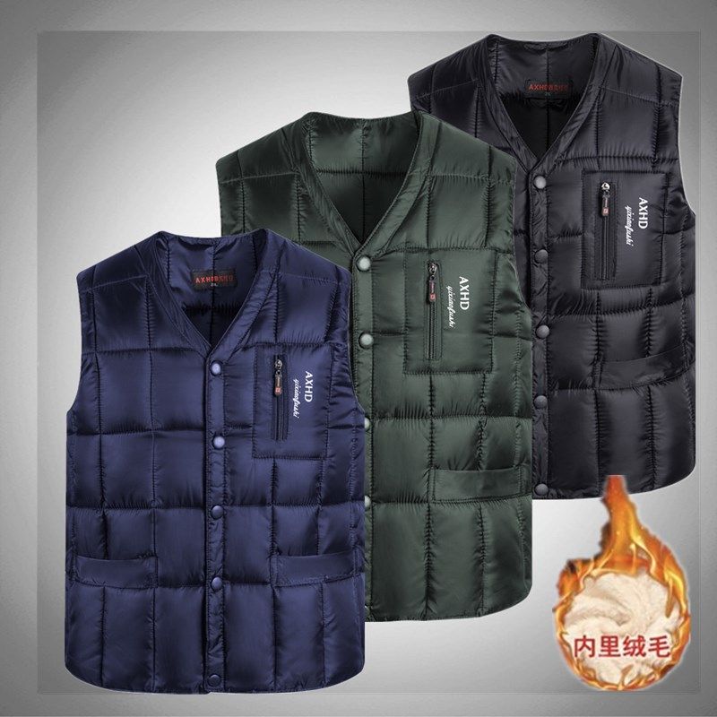 中年马夹中老年男士保暖羽绒棉马甲秋冬季加绒棉坎肩加厚背心外套,男装,常规马甲,淘宝优惠券,粉丝福利购,淘宝优惠卷