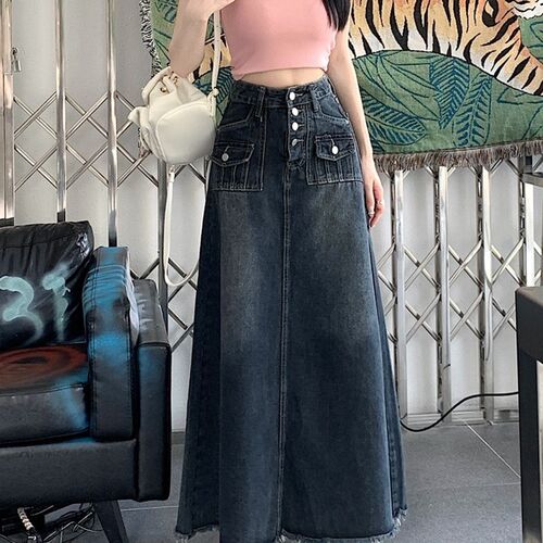 300斤加肥加大胖mm大码牛仔半身裙女梨形身材高腰中长A字包臀伞裙