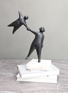 现代简约黑色父子拉手样板房售楼D部卧室客厅电视柜桌面玄关摆件